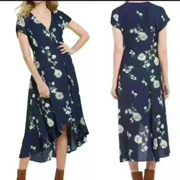 FREE PEOPLE Blue Lost in You Floral High Low Midi Dress XS - Picture 9 of 16